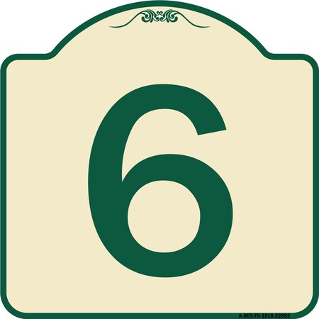 Signmission Designer Series Sign W/ Number 6, Tan & Green Heavy-Gauge Aluminum Sign, 18" x 18", TG-1818-22893 A-DES-TG-1818-22893